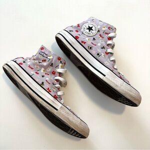 Converse All Star Big Girls Purple Nature Bug Bee Floral High-Tops Sneakers Sz 5